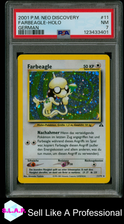 FARBEAGLE-HOLO GERMAN POKEMON NEO DISCOVERY 2001 11 PSA 7 - Image 1