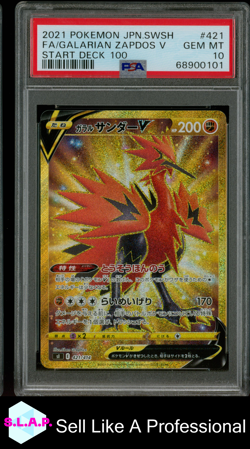 FA/GALARIAN ZAPDOS V START DECK 100 POKEMON JAP SWSH 100 2021 421 PSA 10 - Image 1