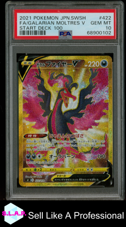 FA/GALARIAN MOLTRES V START DECK 100 POKEMON JAP SWSH 2021 422 PSA 10 - Image 1