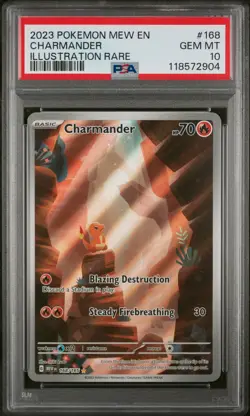 2023 POKEMON MEW EN-151 ILLUSTRATION RARE #168 CHARMANDER PSA 10 - Image 1