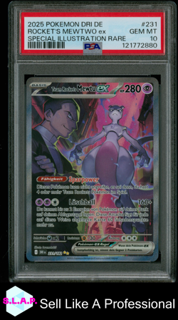 ROCKET'S MEWTWO EX SPECIAL ILL RARE POKEMON DRI DE-DES RIV 2025 231 PSA 10 - Image 1
