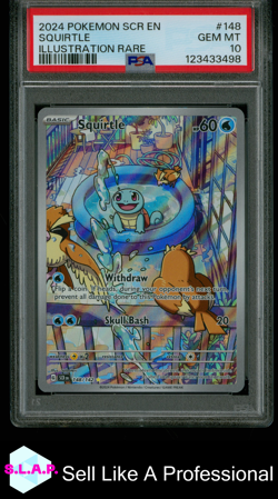 SQUIRTLE ILLUSTRATION RARE POKEMON SCR EN-STELLAR CROWN 2024 148 PSA 10 - Image 1