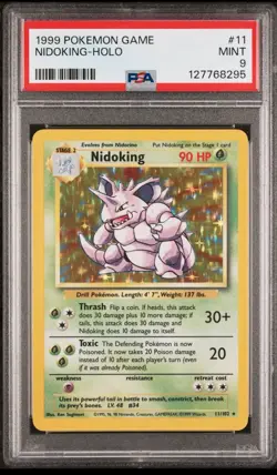 1999 Pokemon Base Set Nidoking Holo #11 PSA 9 MINT - WOTC Vintage Holo - Iconic - Image 1