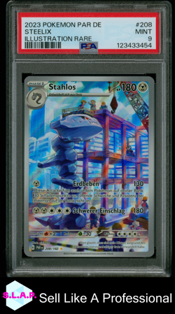 STEELIX ILLUSTRATION RARE POKEMON GERMAN PAR DE-PARADOX RIFT 2023 208 PSA 9 - Image 1