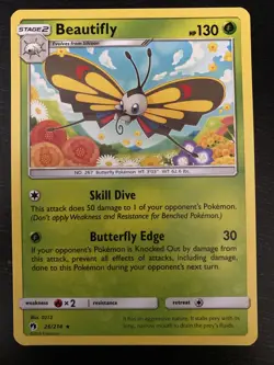 Beautifly 26/214 Sun & Moon: Lost Thunder Rare Mint/NM Pokemon - Image 1
