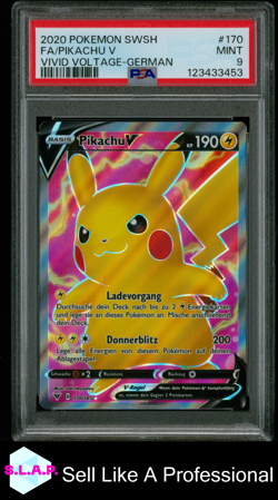 FA/PIKACHU V VIVID VOLTAGE-GER POKEMON SWSH VIVID VOLTAGE 2020 170 PSA 9 - Image 1