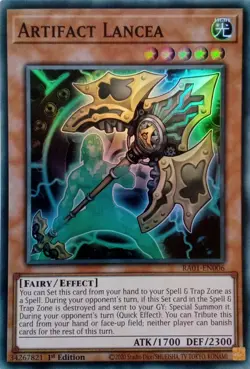 RA01-EN006 ARTIFACT LANCEA SUPER RARE 1ST EDITION YuGiOh CARD - Image 1