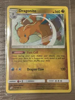 Dragonite 119/181 Sun & Moon Cosmos Holo HD SWIRL Pokemon Card LP - Image 1