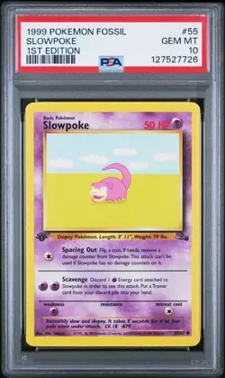 Pokemon TCG Slowpoke Fossil, 1st Edition, Regular Card 55/62 PSA 10 Gem MT - Image 1