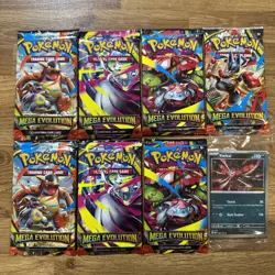 Pokemon TCG Mega Evolutions Booster Packs x7 + Yveltal Promo Card 🔥 BRAND NEW ✅ - Image 1
