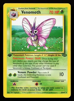 Venomoth 29/64 Rare 1st Edition Jungle Pokemon Card - Image 1