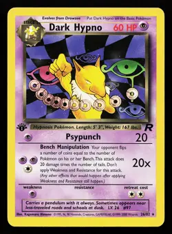 Dark Hypno 26/82 Rare 1st Edition Team Rocket Pokemon Card - Image 1