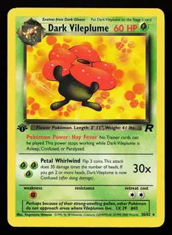 Dark Vileplume 30/82 Rare 1st Edition Team Rocket Pokemon Card - Image 1