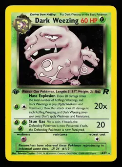 Dark Weezing 14/82 Holo Rare 1st Edition Team Rocket Pokemon Card - Image 1