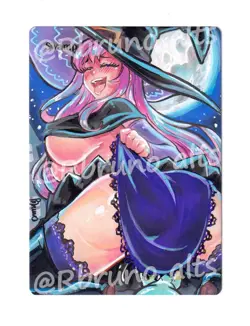 Hand Painted Altered Mtg Card Anime Girl - Image 1