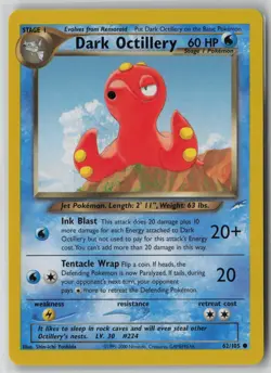 Dark Octillery 62/105 Pokemon TCG Neo Destiny Regular Card (Light Play) LP 1 - Image 1