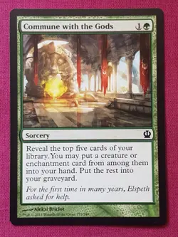 Magic The Gathering THEROS COMMUNE WITH THE GODS green card MTG - Image 1