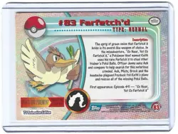 Topps Pokemon Farfetch'd #83 1999 TV Animation Edition Non Holo Blue Logo NM - Image 2