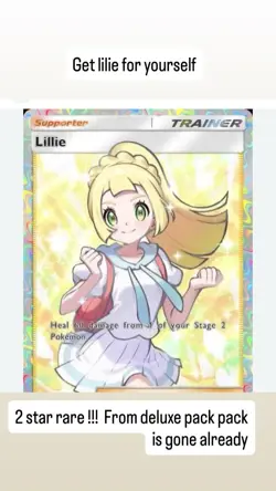 Pokemon Tcg Pocket Trade 2 Star Lilie Rare Deluxe Pack Card - Image 1