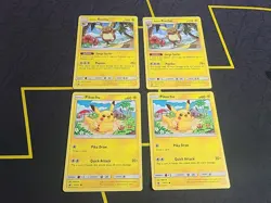 Pokemon TCG Lot (4) Pikachu 30/111 & Alolan Raichu 21/111 Non-Holo Exclusive LP - Image 1