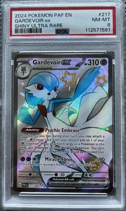 Pokemon 2024 PAF En-PF Shiny Ultra Rare #217 Gardevoir EX PSA Graded 8 - Image 1