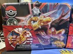 Pokemon - 2023 FALL Collector Treasure Chest TIN SET (6 Packs, 3 Foils, Coin+) - Image 3