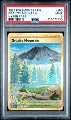 2024 POKEMON SSP EN-SURGING SPARKS HYPER RARE #250 GRAVITY MOUNTAIN PSA 9 - Image 1