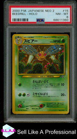 BEEDRILL-HOLO POKEMON JAPANESE NEO 2 2000 15 PSA 8 - Image 1