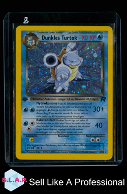 DUNKLES TURTOK POKEMON 3/82 2000 ROCKET 1ST EDITION GERMAN HOLO - Image 1