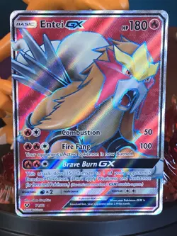 Pokemon Entei GX TCG Full Art Holo Card Shining Legends 71/73 Ultra Rare - Image 1