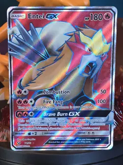 Pokemon Entei GX TCG Full Art Holo Card Shining Legends 71/73 Ultra Rare - Image 2