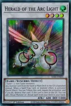 RA01-EN031 HERALD OF THE ARC LIGHT SUPER RARE 1ST EDITION YuGiOh CARD - Image 1