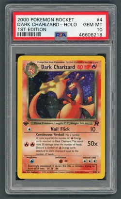 Pokemon Cards - PSA 10 1st Edition Dark Charizard 4/82 Team Rocket SWIRL GEM MT - Image 1