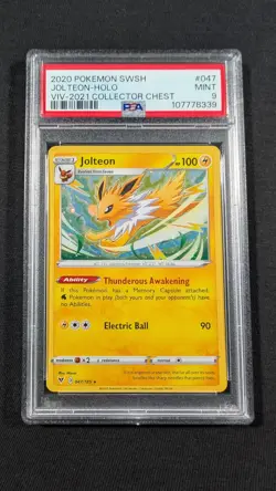 Pokemon Card Holo Jolteon 047/185 PSA 9 MINT Vivid Voltage Collecter Chest Promo - Image 1