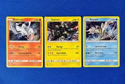 Reshiram, Zekrom & Kyurem - 3 Card Holo Pokemon Set, Legendary Rare Pokemon NM - Image 1