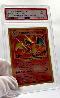 Pokemon Cards - PSA 9 STAFF Charizard 11/108 Prerelease Evolutions XY Holo MINT - Image 4