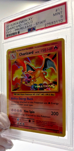 Pokemon Cards - PSA 9 STAFF Charizard 11/108 Prerelease Evolutions XY Holo MINT - Image 5