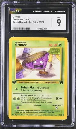 CGC 9 MINT Grimer Team Rocket 1st Edition 57/82 Pokemon Card - Image 1