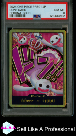 DON!! CARD PERONA-GOLD ONE PIECE JAP PRB01-PREMIUM BOOSTER THE BEST- 2024 PSA 8 - Image 1