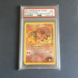 2001 T.D.K. MAG PROMO 37 Brock's Vulpix Wizards GOLD STAMP TCG Card PSA 9 - Image 1