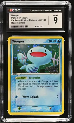 CGC 9 Wooper EX Team Rocket Returns 81/109 Reverse Holo STAMPED Pokemon Card - Image 1