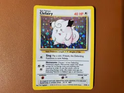 Clefairy 5/102 VINTAGE Base Set Unlimited Rare Holo Pokemon Card - LP - Image 1