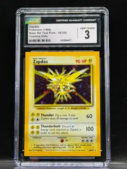 Zapdos Base Set Pokemon Cosmos Holo Test Print Extremely Rare CGC Very Good - Image 1