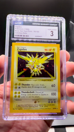 Zapdos Base Set Pokemon Cosmos Holo Test Print Extremely Rare CGC Very Good - Image 2