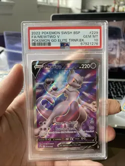 2022 POKEMON SWSH English Full Art Mewtwo V Black Star Promo #229 PSA 10 GEM EN - Image 1