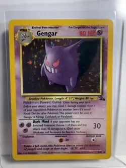 Pokemon TCG Gengar Fossil Holo Card 5/62 Unlimited Rare, LP Vintage - Image 1