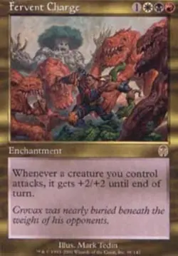 MTG Fervent Charge, Apocalypse, Heavily Played, English - Image 1