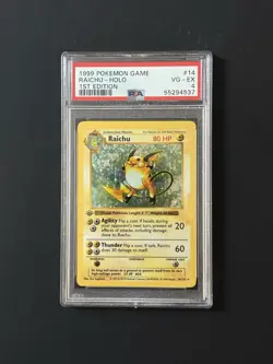 1st Edition Shadowless Raichu Holo - 14/102 - Base Set Pokemon Card - PSA 4 - Image 1