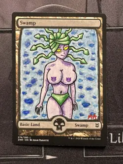 MTG Hand Painted Medusa Swamp Altered Art Anime Girl Magic the Gathering - Image 1