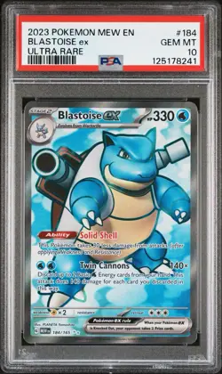 PSA 10 Blastoise Ex 184 Ultra Rare Pokemon 2023 Pokemon Mew En-151 - Image 1